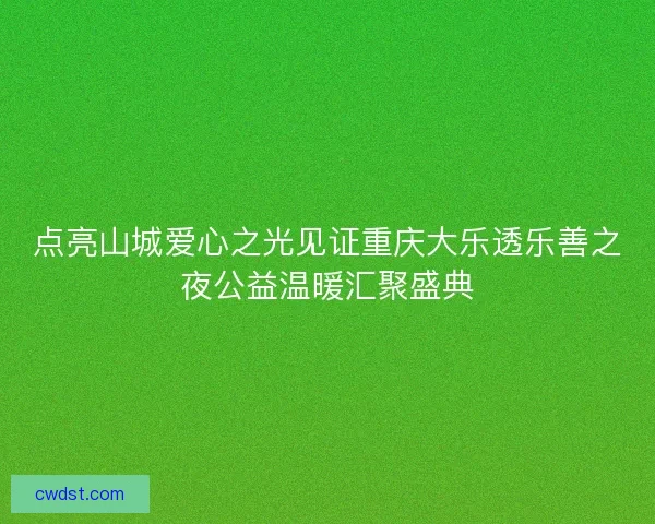 点亮山城爱心之光见证重庆大乐透乐善之夜公益温暖汇聚盛典