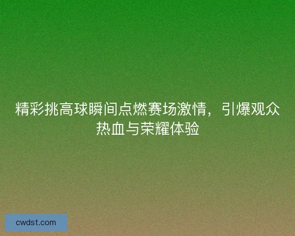 精彩挑高球瞬间点燃赛场激情，引爆观众热血与荣耀体验