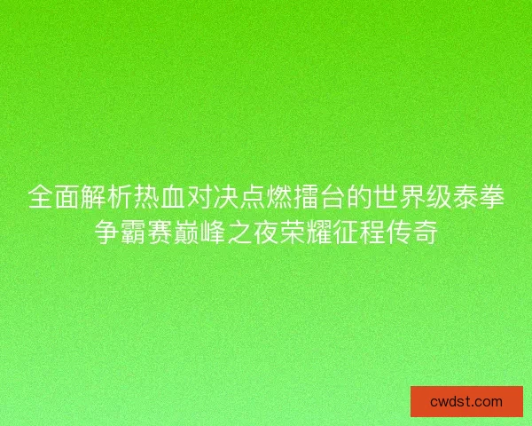 全面解析热血对决点燃擂台的世界级泰拳争霸赛巅峰之夜荣耀征程传奇